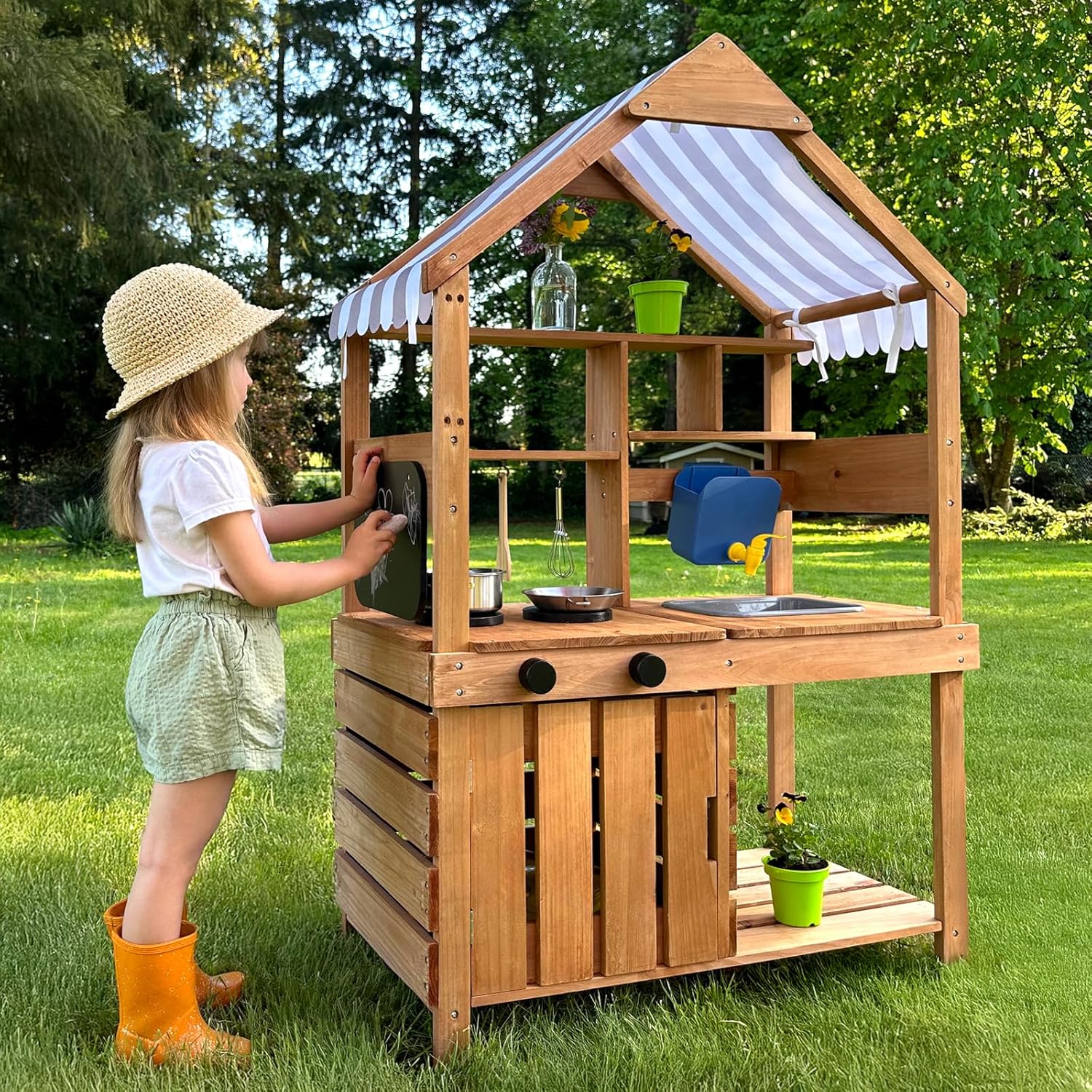 Kids Outdoor Mud Kitchen - #Mud Kitchen Outdoor Playset Canopy Chalkboard