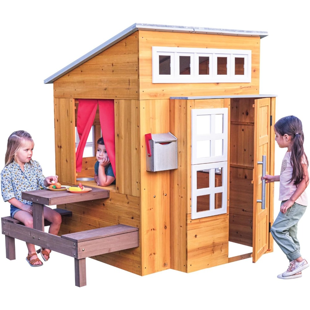 Modern Outdoor Wooden Playhous - Kids Outdoor Grill ulasan dan harga