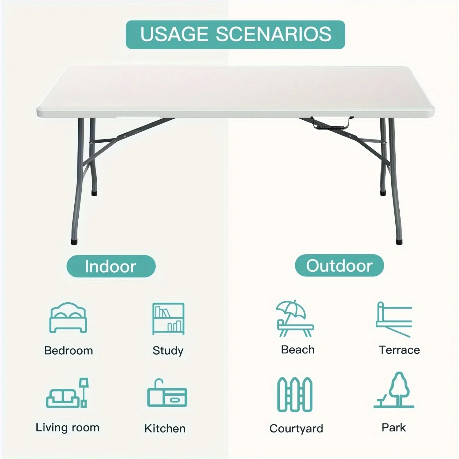 6FT Spacious Plastic Folding T - Kids Outdoor Dining Table ulasan dan harga