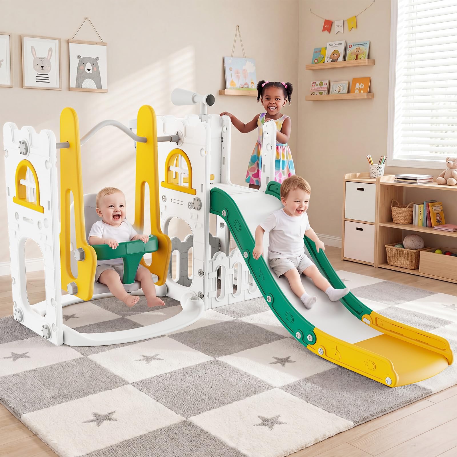 7 in 1 Toddler Slide And Swing - Kids Outdoor Playhouse ulasan dan harga