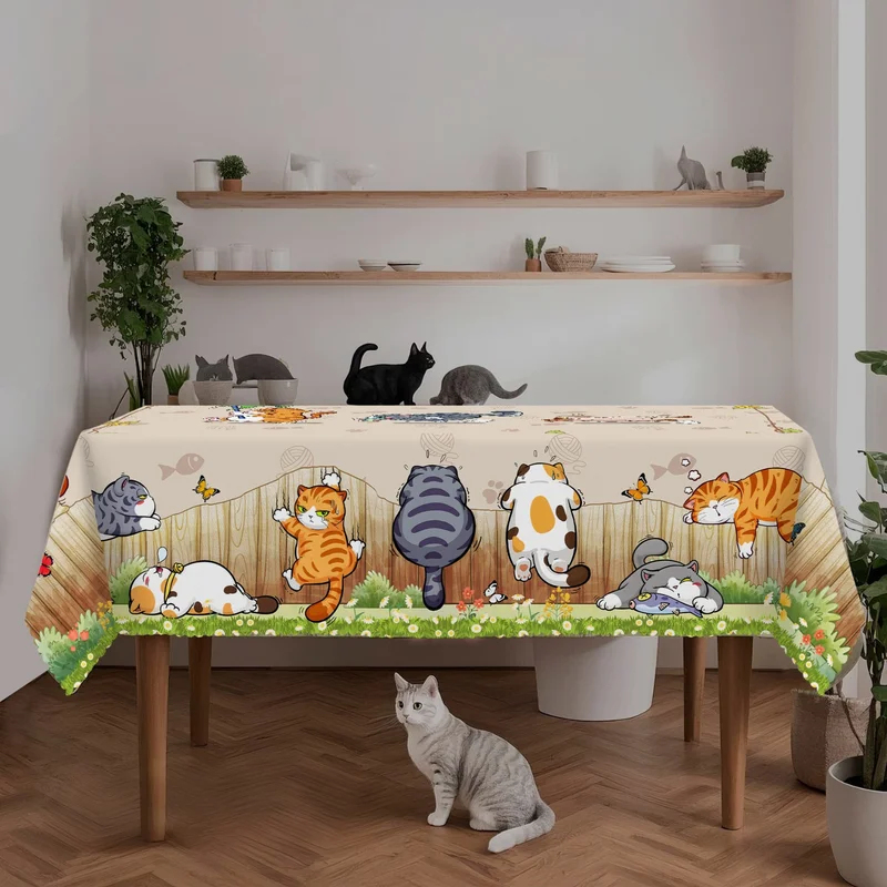 VIKAMA Beige Cartoon Cat Table - Kids Outdoor Dining Table ulasan dan harga