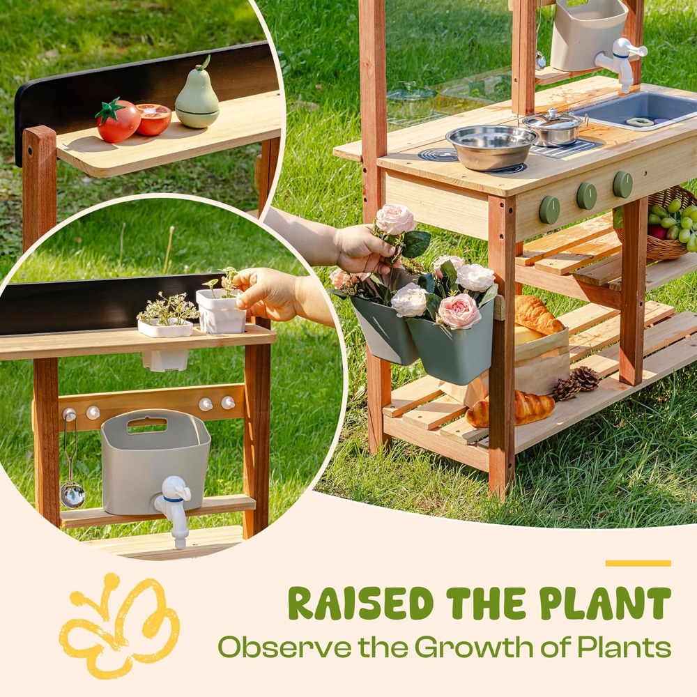 US Shipping Wooden Mud Kitchen - Kids Outdoor Mud Kitchen ulasan dan harga