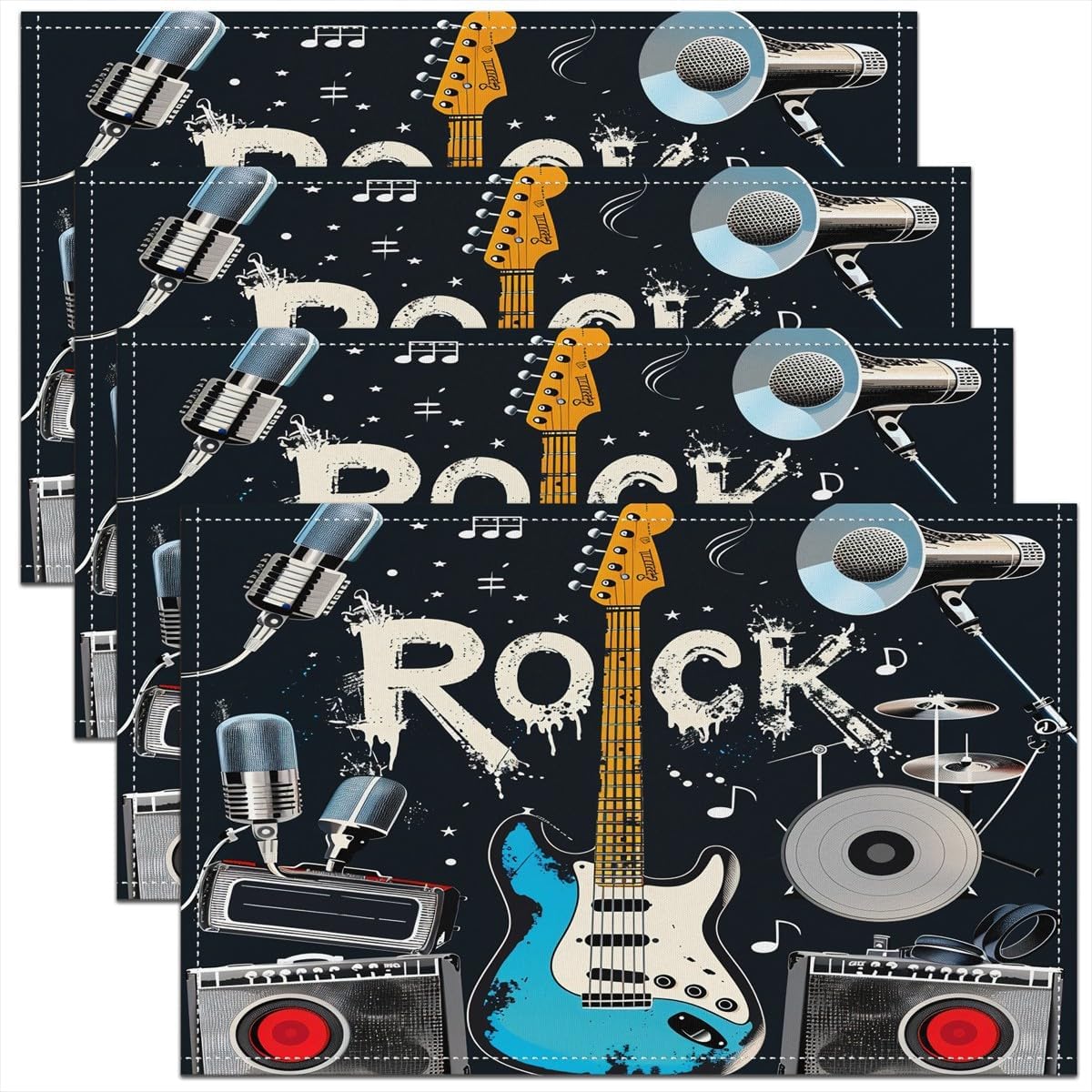 Rock Music Placemats Set of 4  - Kids Outdoor Dining Table ulasan dan harga
