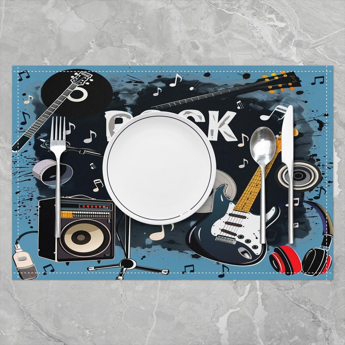 Rock Music Placemats Set of 4  - Kids Outdoor Dining Table ulasan dan harga