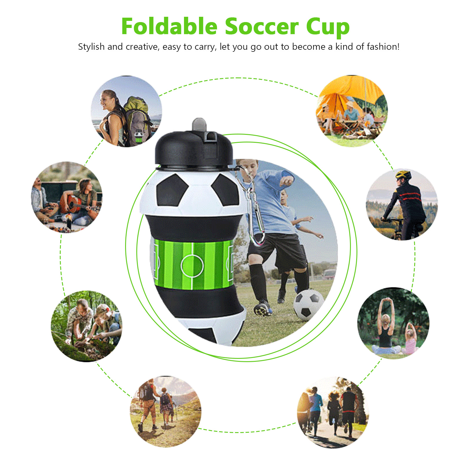 550ml Foldable Football Water  - Outdoor Kid Friendly ulasan dan harga