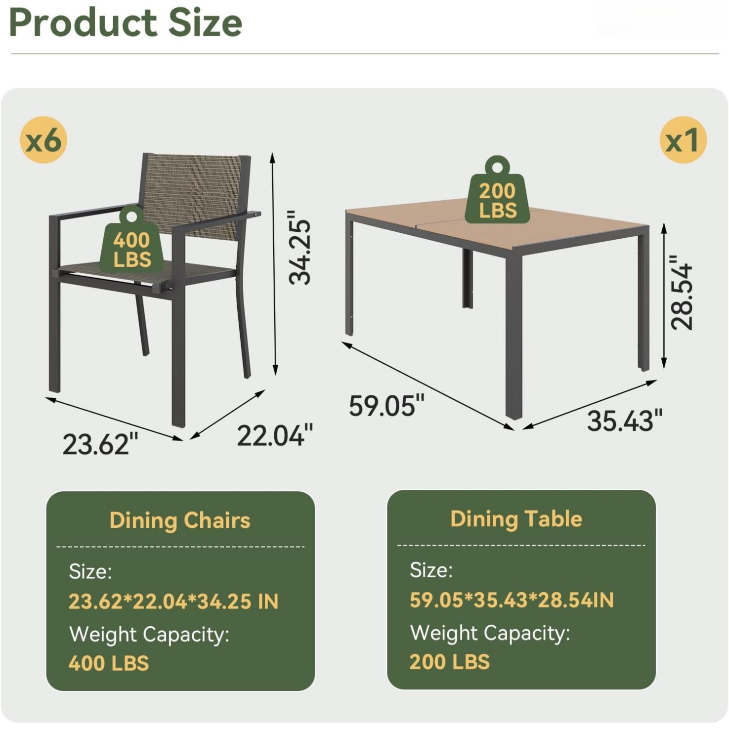 Aoxun 7 Piece Patio Dining Set - Kids Outdoor Dining Table ulasan dan harga